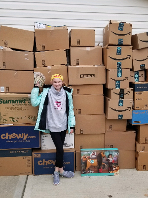 Ava with her 2019 Raise to Praise Donations