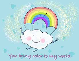 Rainbow cloud Vday card